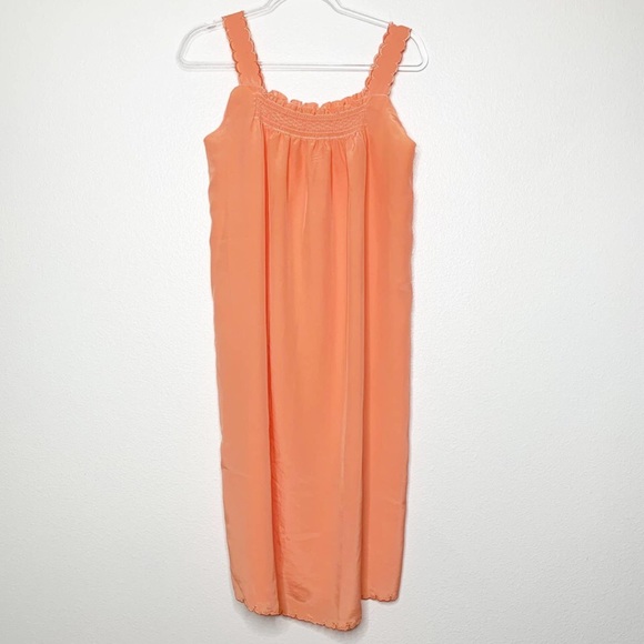Vintage Peach Embroidered Scallop Lounge Slip Dress - Picture 2 of 10